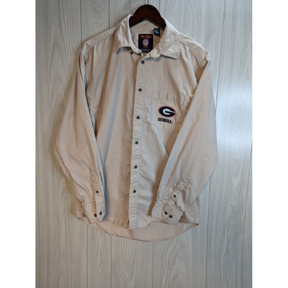 Three Square Royce Apparel Georgia Shirt Mens Tan Button Down Sz Large L